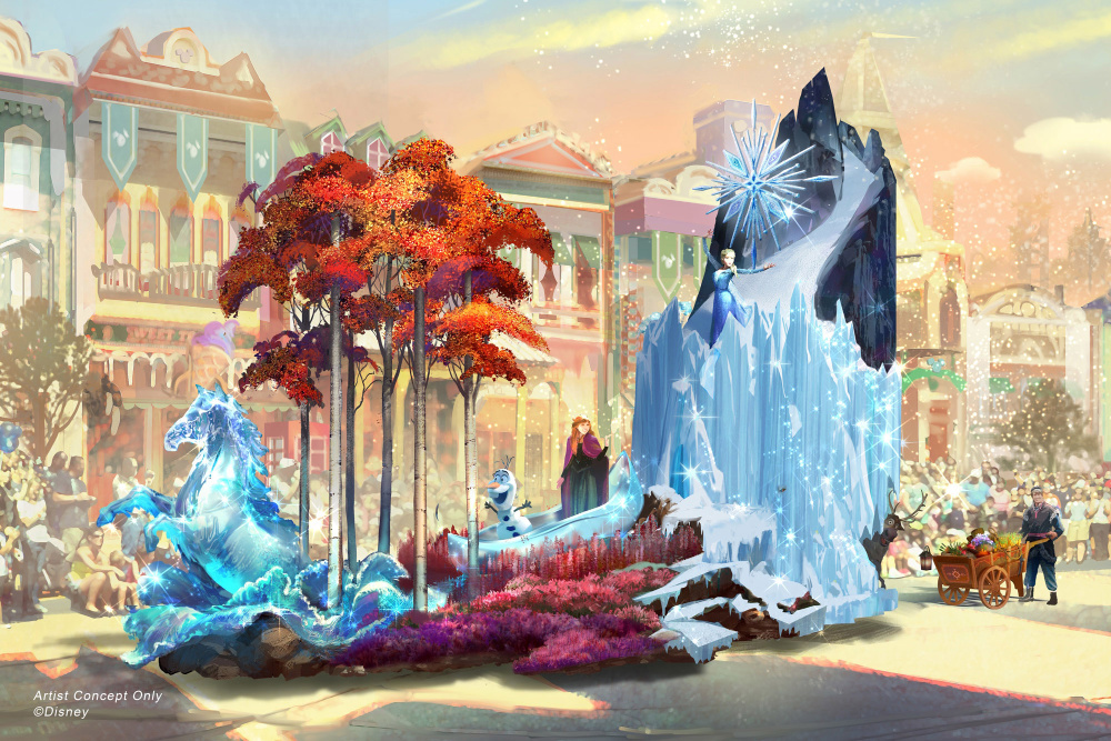 dibujo de carroza de Frozen en Disneylandia