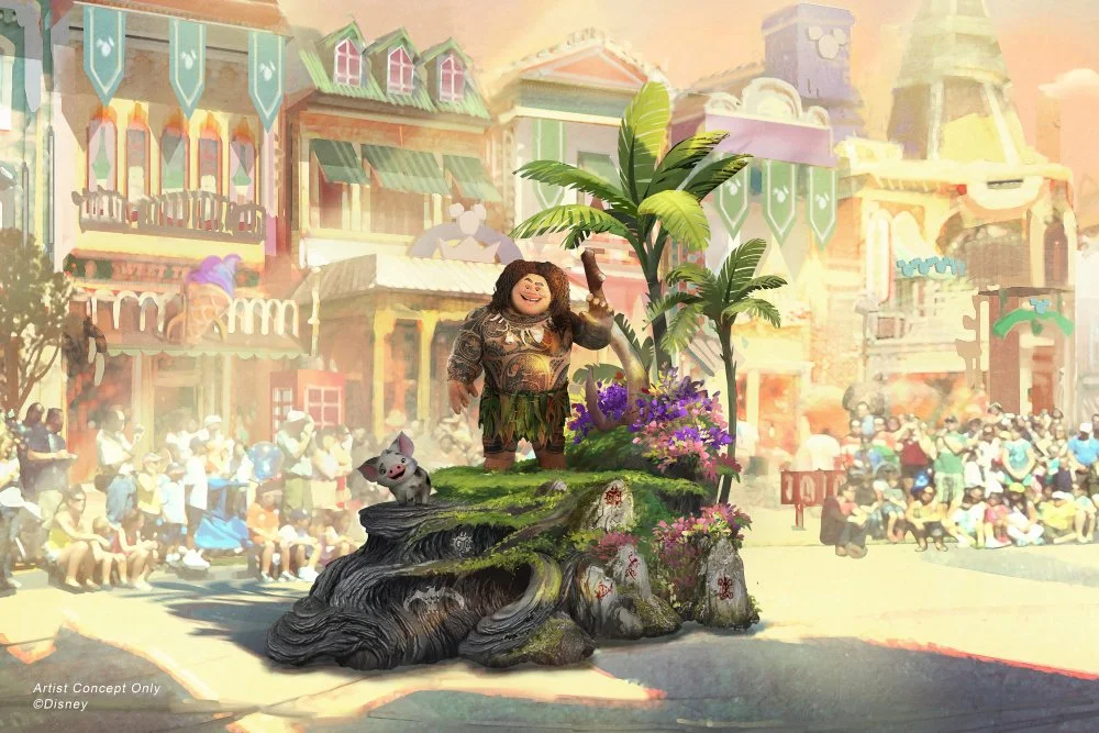 Dibujo de carroza con Maui de Disneylandia