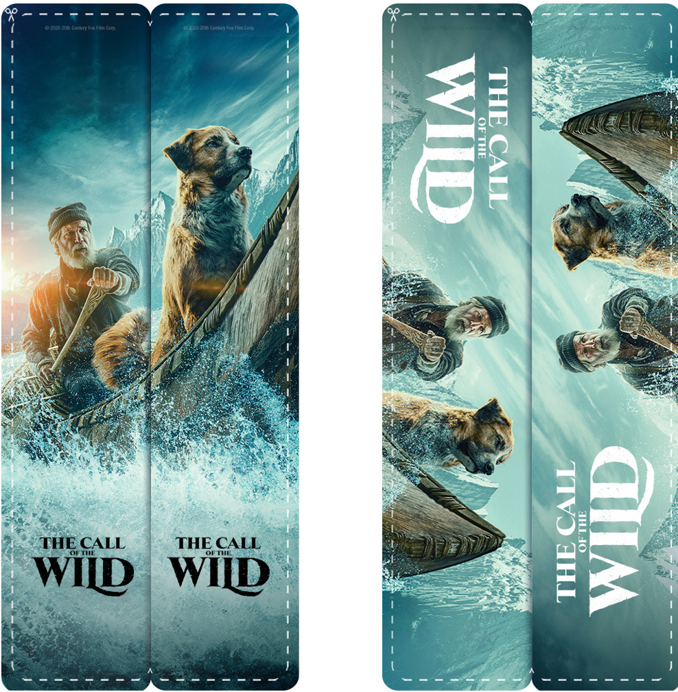 marcadores de libros con escenas de la película The Call of the Wild