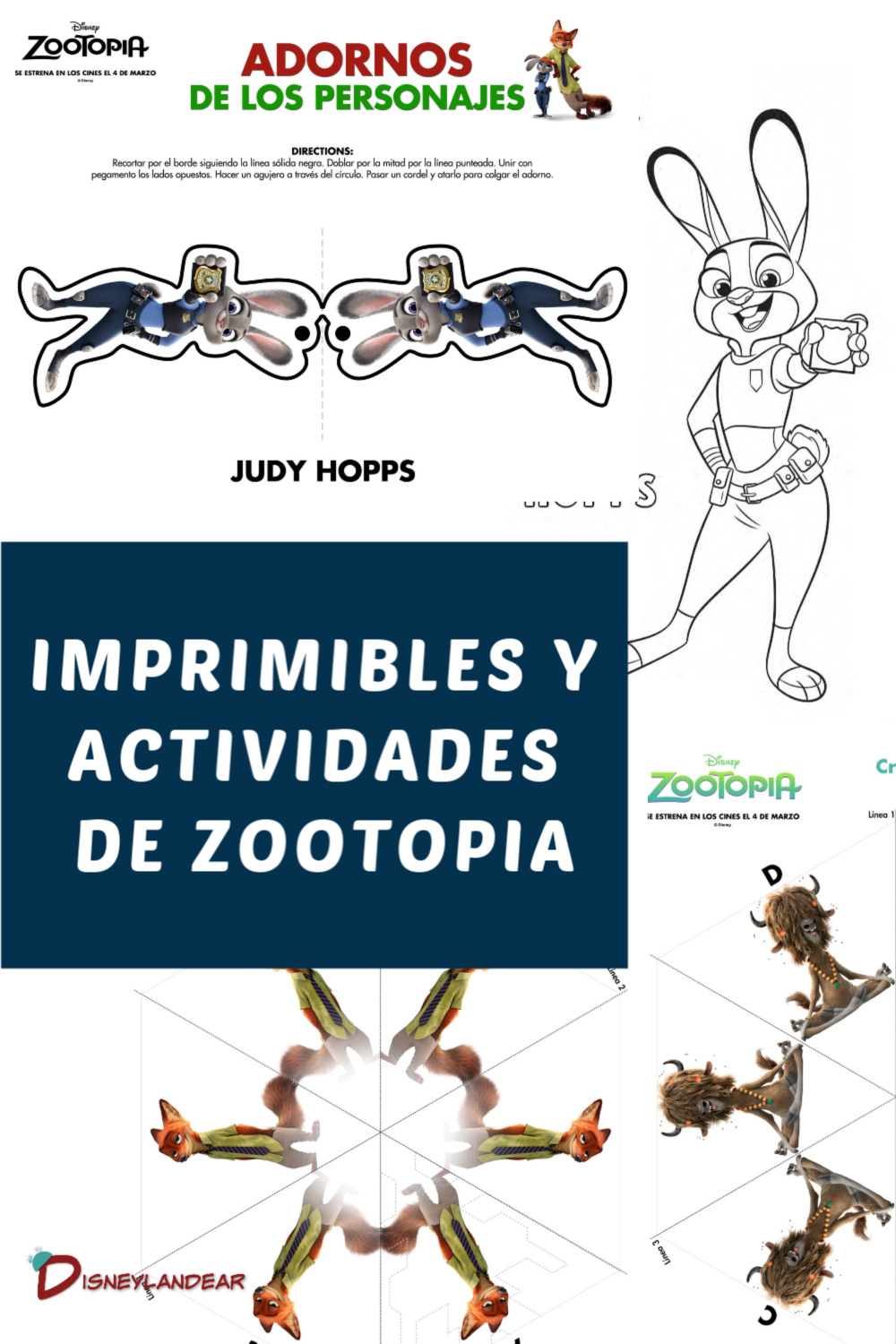 gráfico de imprimibles y actividades de zootopia