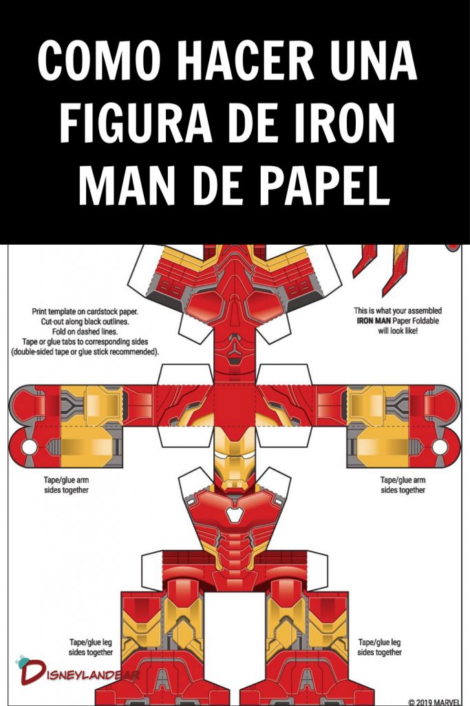 gráfico que dice como hacer una figura de iron man de papel