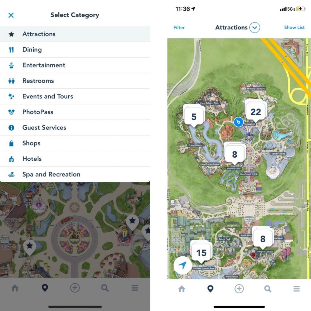 aplicación móvil de Disneyland en Español