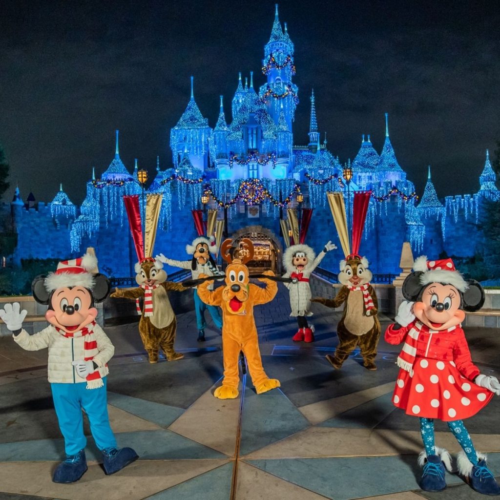 Mickey, Minnie and friends in holiday attire